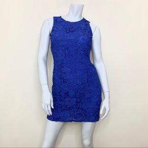 J Crew Blue Floral Lace Mini Sheath Dress